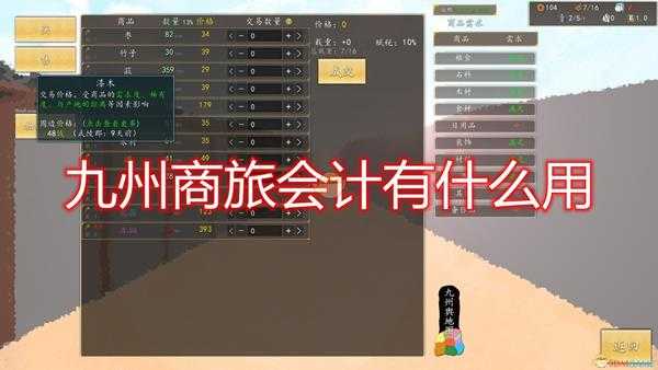 《九州:商旅》会计作用效果介绍