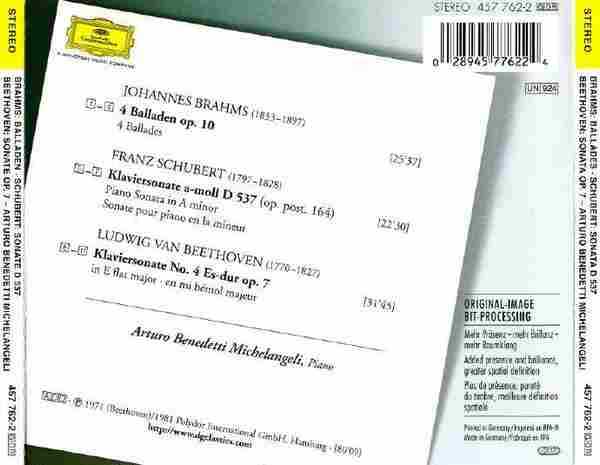 【古典音乐】米凯兰杰利《勃拉姆斯-叙事曲、舒伯特、贝多芬-奏鸣曲》1999[FLAC+CUE/整轨]