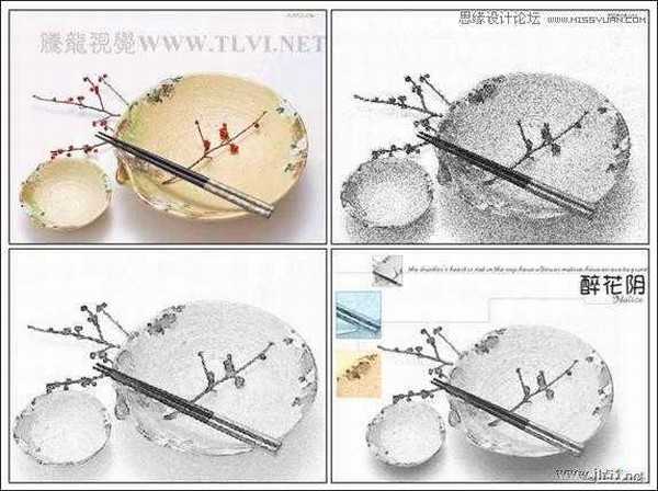 CorelDRAW(CDR)设计绘制中国风水彩效果的盘子和筷子实例教程