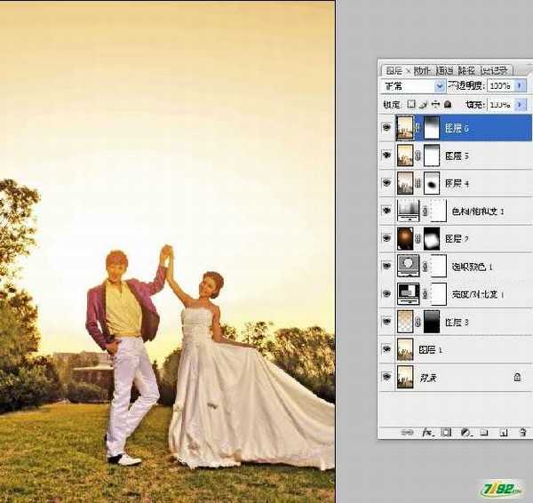 Photoshop为傍晚逆光婚纱照后期处理技巧