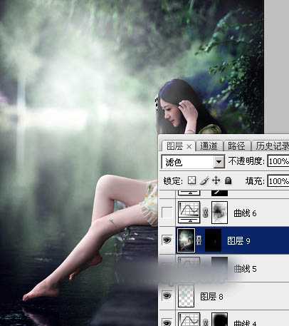 Photoshop将春季人物图片打造出唯美的古典暗绿色效果教程