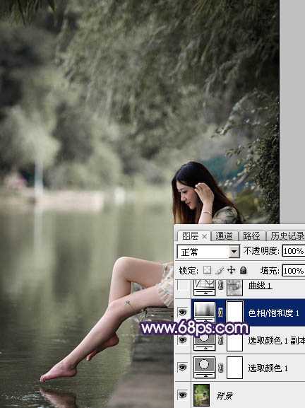 Photoshop将水景人物图片打造出唯美的中性冷褐色