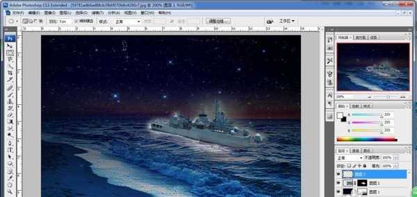 PS怎么合成一幅星空下的军舰?