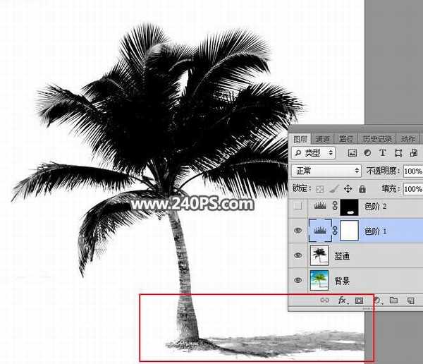 photoshop如何用通道快速抠出海边枝叶繁茂的椰子树
