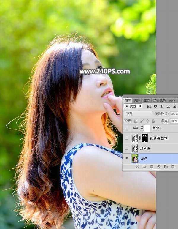 Photoshop抠出夏季外景逆光多发丝的美女人像照片教程