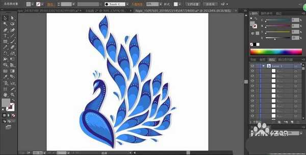 ai怎么手绘漂亮的蓝孔雀图标? ai孔雀的画法