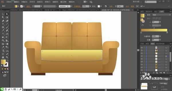 ai怎么绘制扁平化的金色沙发插画?