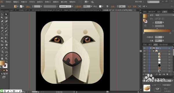 ai怎么设计折页效果的拉布拉多头像? ai小狗头像的设计方法