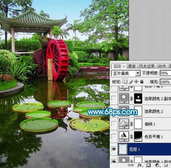 Photoshop将风景照片调成漂亮的青绿色